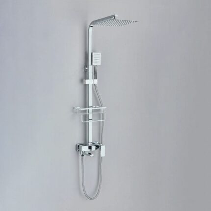 Coloana de dus, cu para patrata de 30 cm si efect de ploaie, argintiu, cod 1614