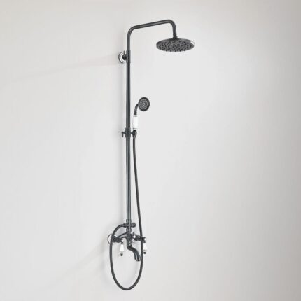 Coloana Dus, cu para rotunda si efect de ploaie, dubla comanda, negru mat, cod 1627